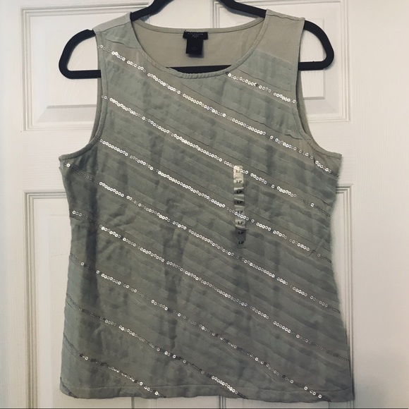 NWOT Ann Taylor Loft Sleeveless Blouse w/ Sequins - Picture 1 of 6
